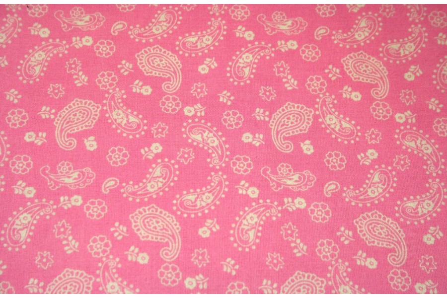 10cm Baumwolldruck Landhaus Paisley rosa  (Grundpreis 13,00/m)